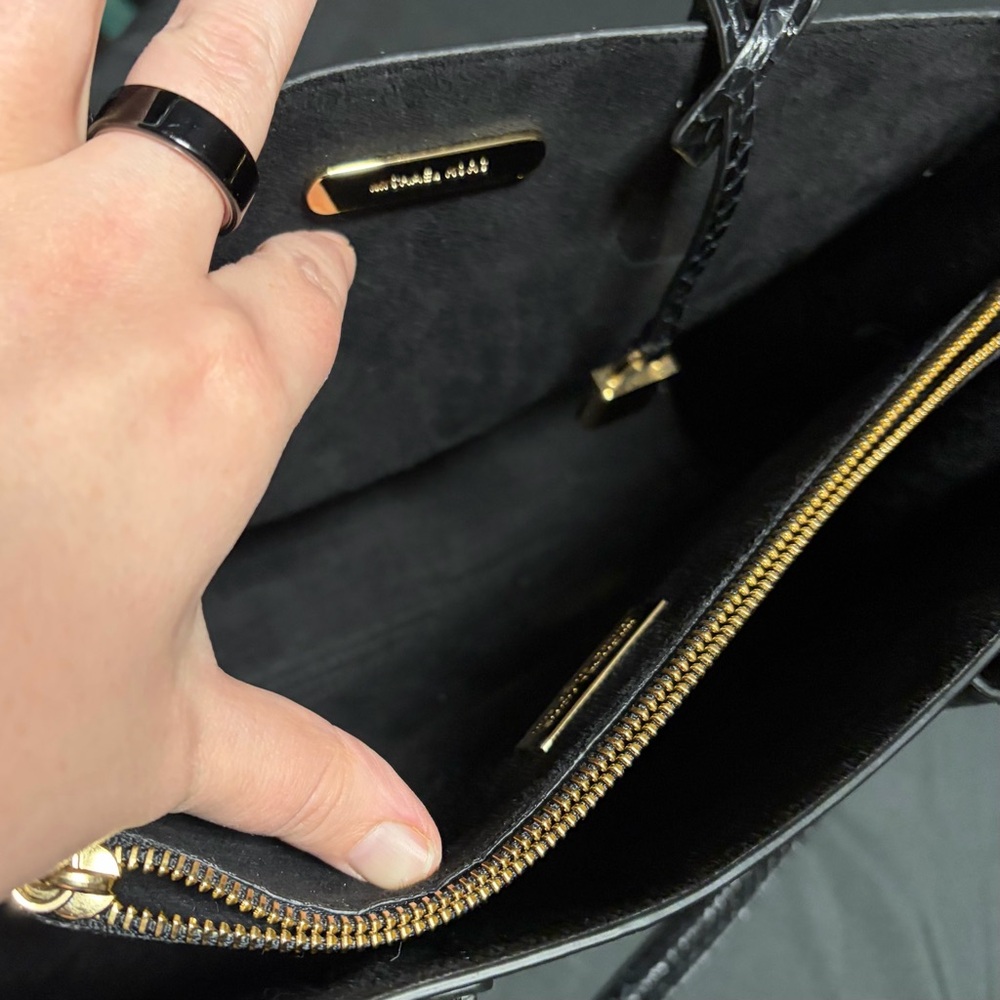 NWT Michael‎ Kors Mercer Black Snakeskin Large Convertible Tote Suede Lining - Picture 3 of 15